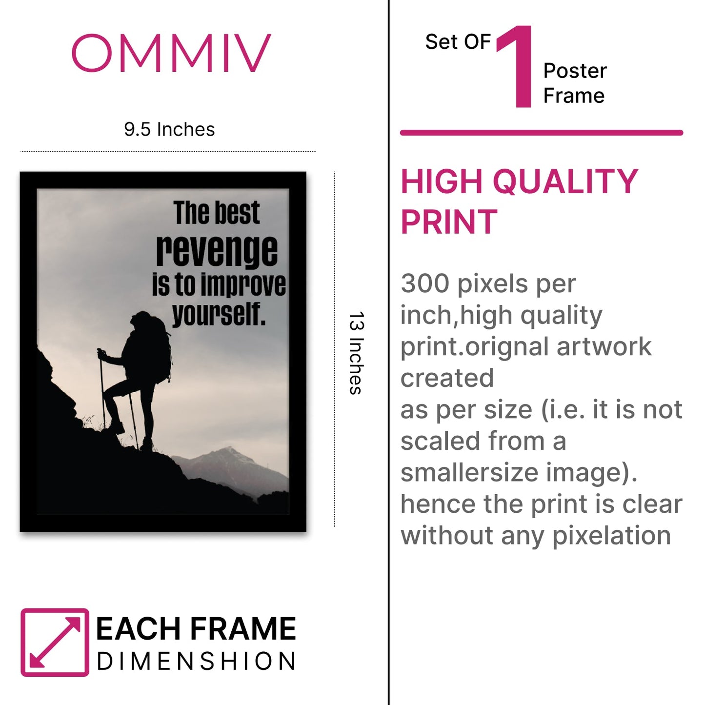 The Best Revenge is to Improve Yourself - Motivational Photo Frame & Inspirational Wall Art