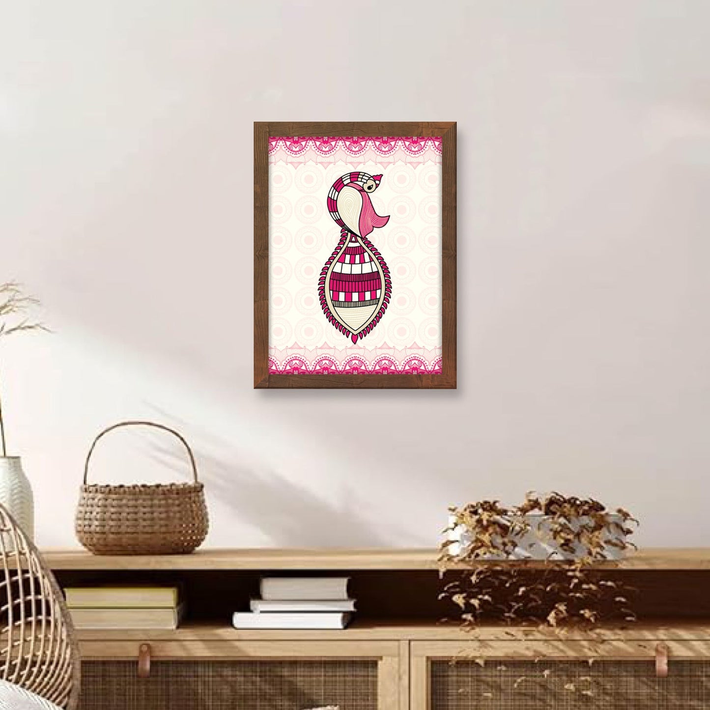 Ethereal Peacock Gond Art Frame & Wall Painting