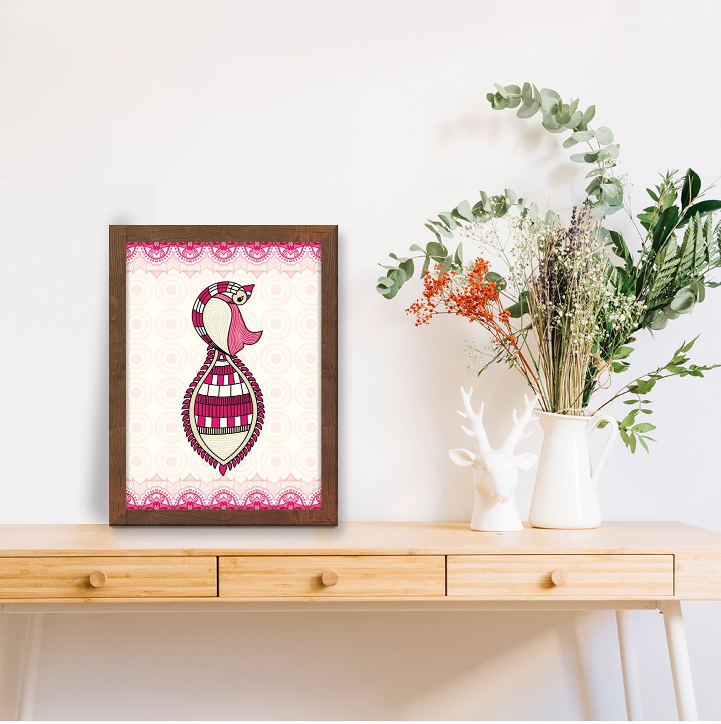 Ethereal Peacock Gond Art Frame & Wall Painting