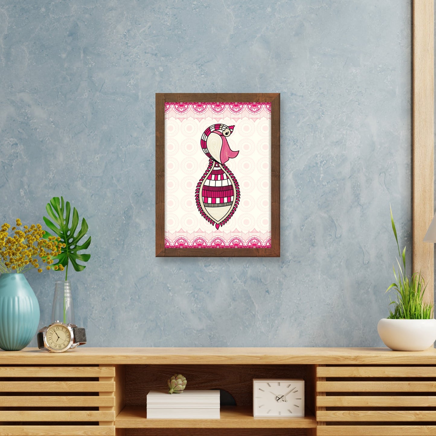 Ethereal Peacock Gond Art Frame & Wall Painting