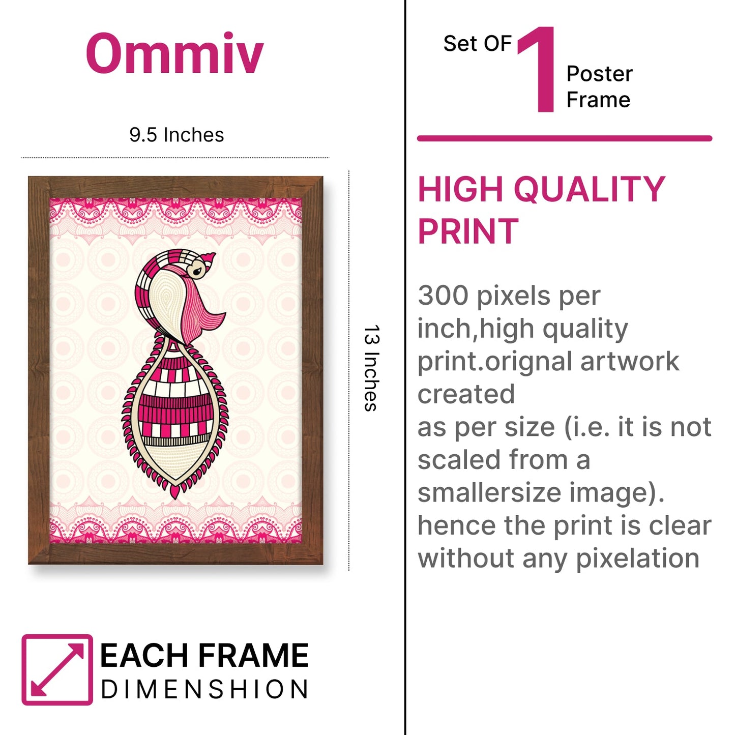 Ethereal Peacock Gond Art Frame & Wall Painting