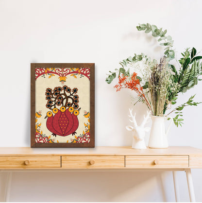 Peacock Harmony: Abstract Gond Art Wall Decor Frame