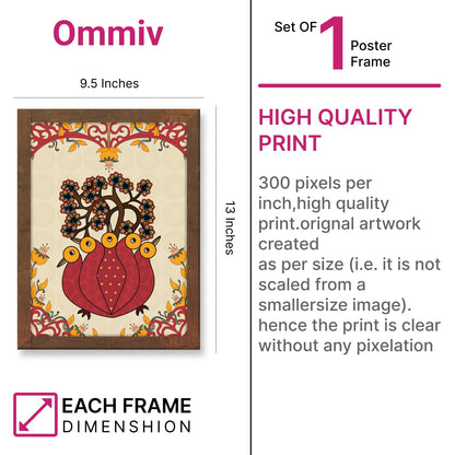 Peacock Harmony: Abstract Gond Art Wall Decor Frame
