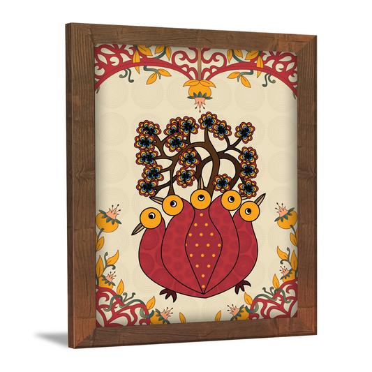 Peacock Harmony: Abstract Gond Art Wall Decor Frame