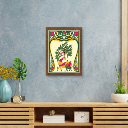 Tree & Deer Madhubani Art Frame – Handcrafted Wall Decor