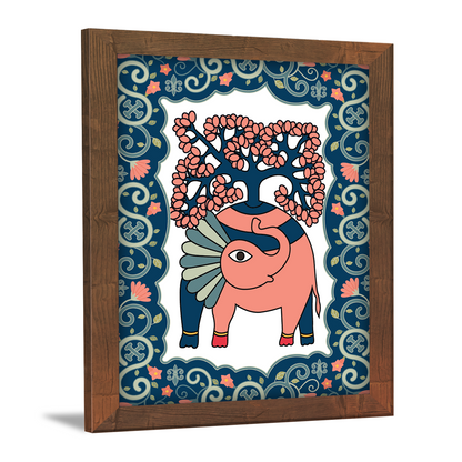Elephant Face Madhubani Art Frame – Handcrafted Wall Decor
