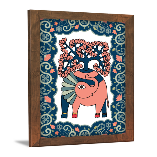 Elephant Face Madhubani Art Frame – Handcrafted Wall Decor