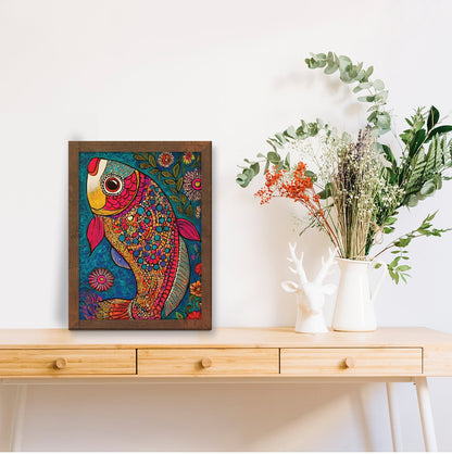Abstract Madhubani Fish Painting Frame – Intricate Wall Art