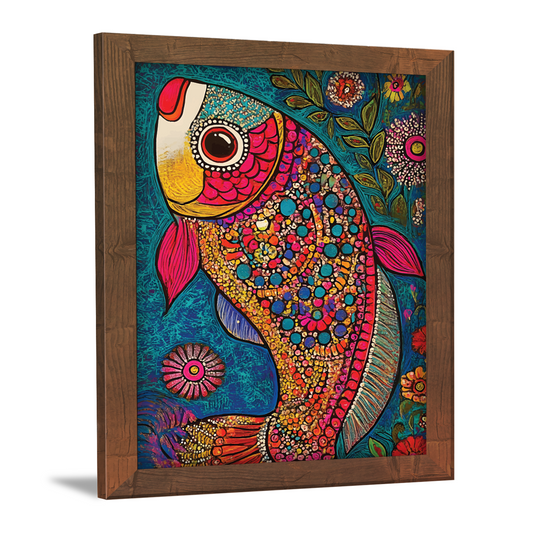 Abstract Madhubani Fish Painting Frame – Intricate Wall Art