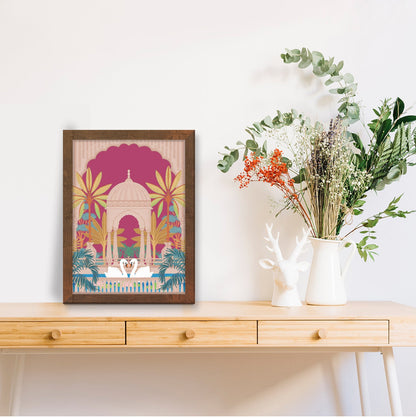 Mughal Garden Arch with Intricate Madhubani Art Frame