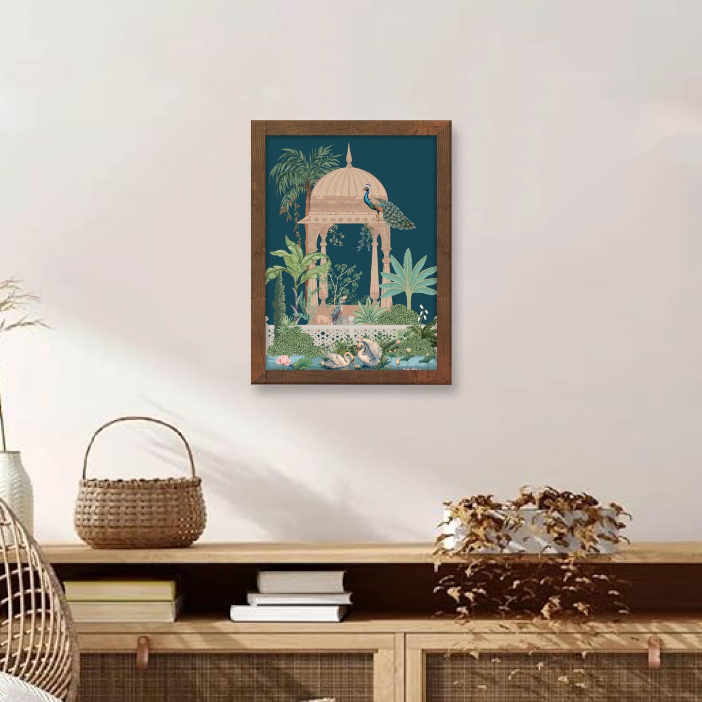 Swan Couple in Lake: Traditional Frame & Wall Decor