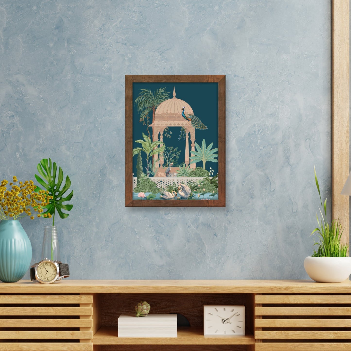 Swan Couple in Lake: Traditional Frame & Wall Decor