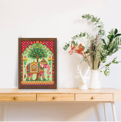 Majestic Elephant in Madhubani Art – Traditional Wall Frame