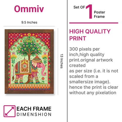 Majestic Elephant in Madhubani Art – Traditional Wall Frame