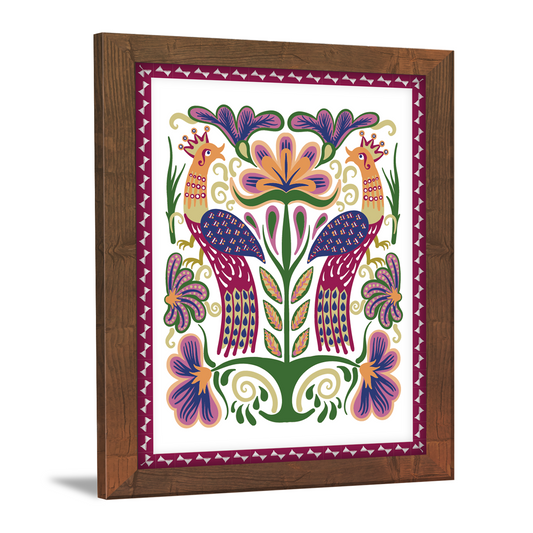Lunarable Pheasant – Traditional Ukrainian Floral Art Frame