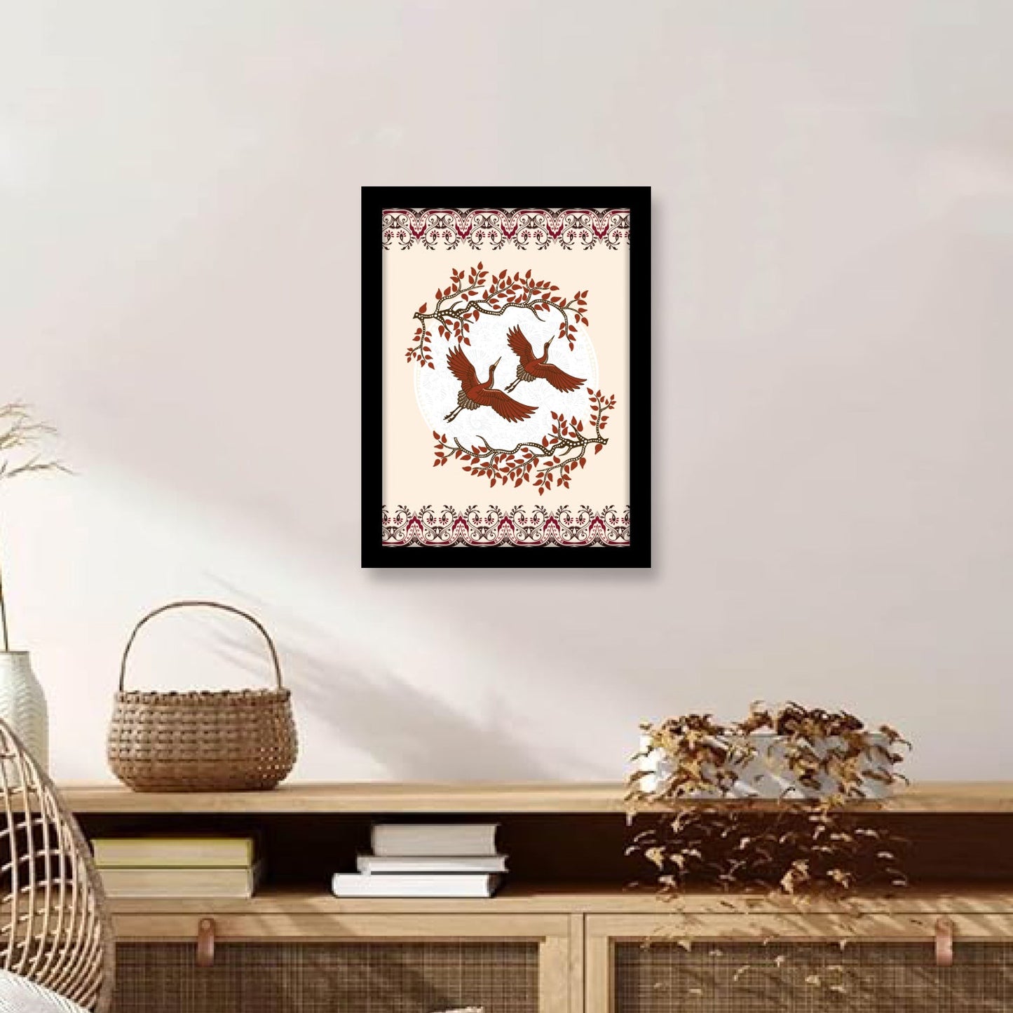 White Crane Batik Vector – Kalamkari Art Collection