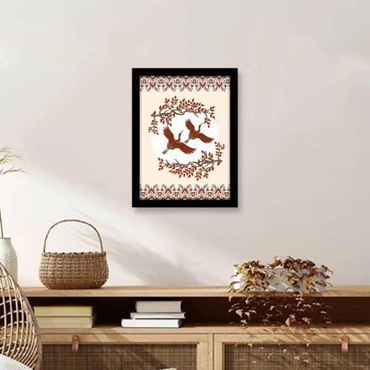 White Crane Batik Vector – Kalamkari Art Collection