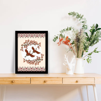 White Crane Batik Vector – Kalamkari Art Collection