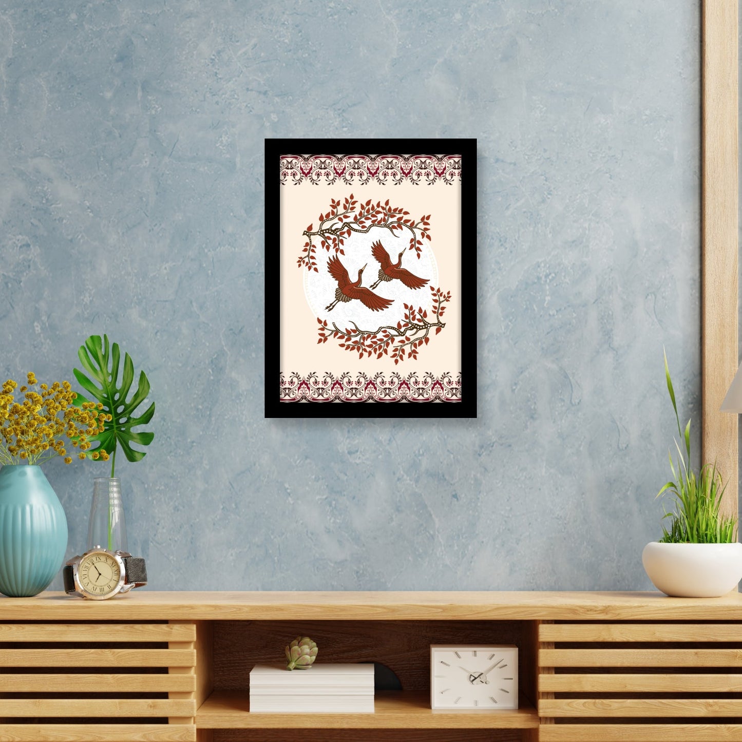 White Crane Batik Vector – Kalamkari Art Collection
