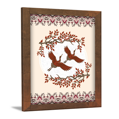 White Crane Batik Vector – Kalamkari Art Collection