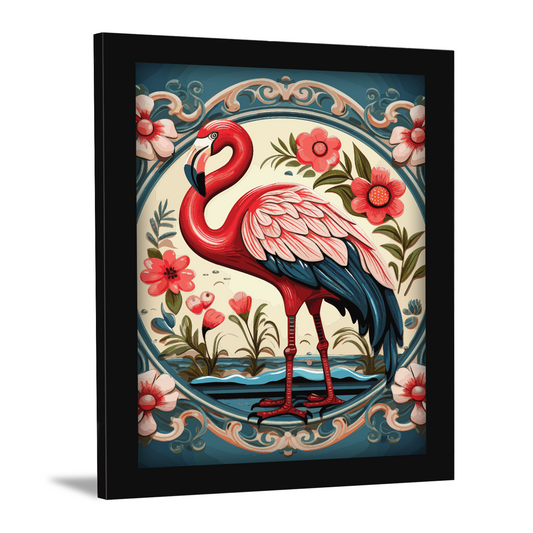 Kalamkari Flamingo Art – Retro & Vintage Style Illustration