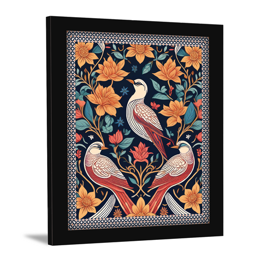 Kalamkari Art Birds with Flowers Decorative Wall Frame