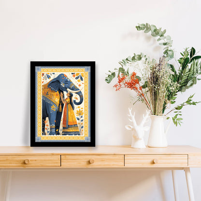 Majestic Elephant and Queen – Kalamkari Art Wall Frame