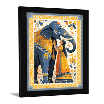 Majestic Elephant and Queen – Kalamkari Art Wall Frame