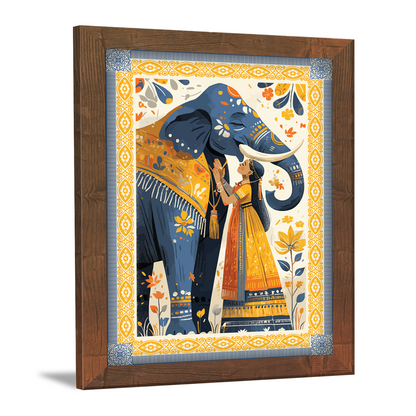 Majestic Elephant and Queen – Kalamkari Art Wall Frame
