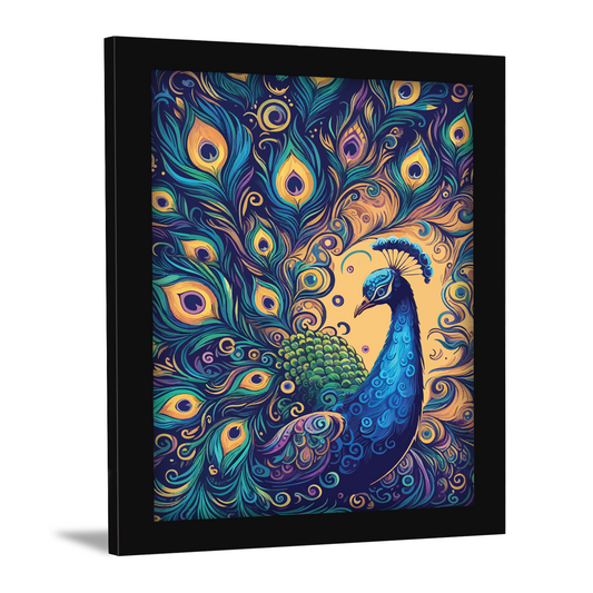 Digital Peacock Illustration Kalamkari Art Wall Decor