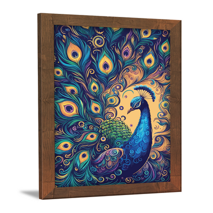 Digital Peacock Illustration Kalamkari Art Wall Decor