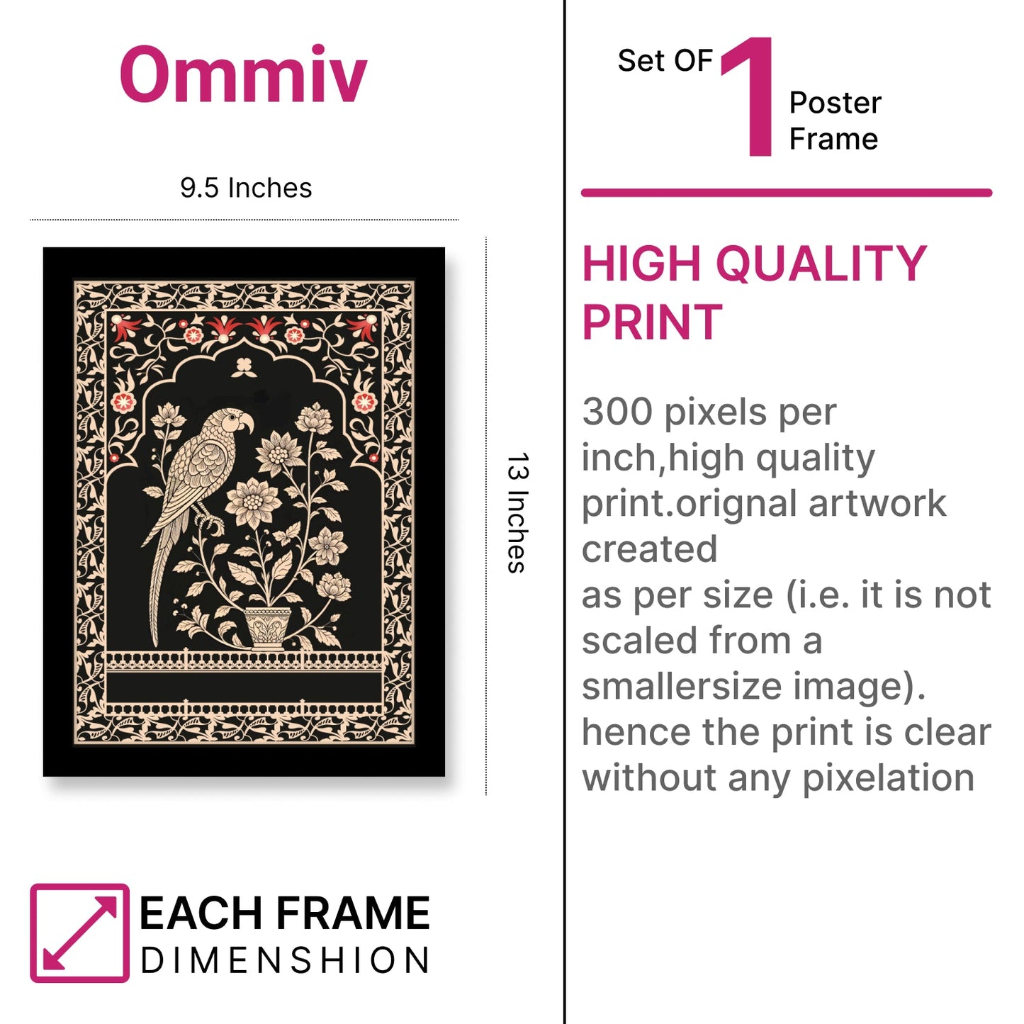 Seamless Mughal Art Motif – Decorative Wall Frame
