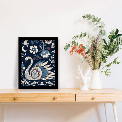 Graceful Swan with Blossoms – Kalamkari Artwork