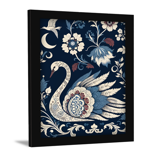 Graceful Swan with Blossoms – Kalamkari Artwork