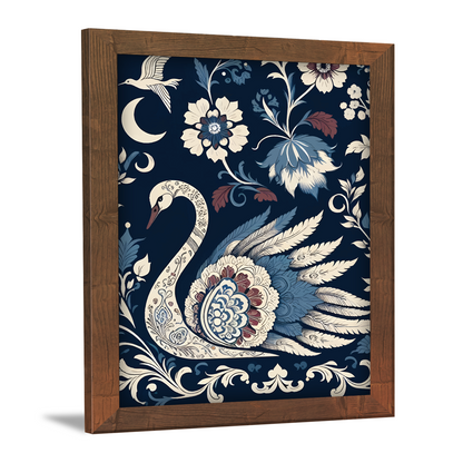 Graceful Swan with Blossoms – Kalamkari Artwork
