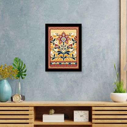 Colorful Flower in Indian Folk Art Kalamkari Painting