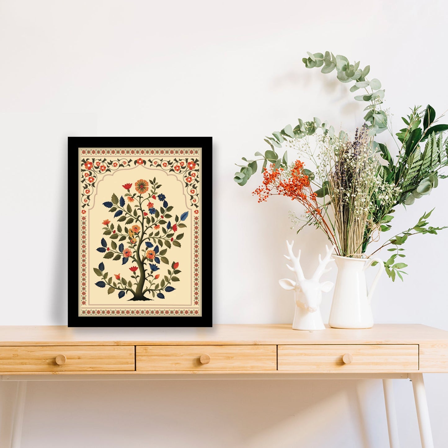 Tree of Life Floral Design Kalamkari Wall Artwork