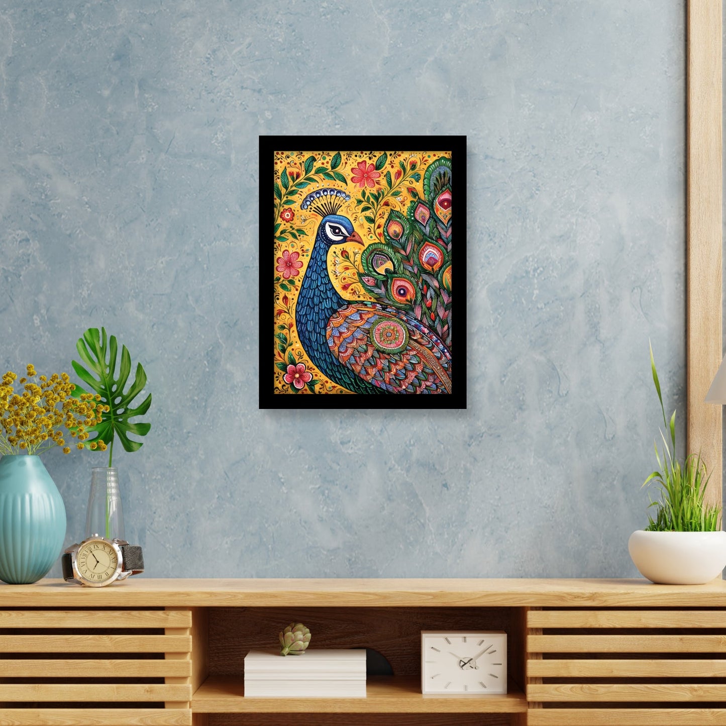 Beautiful Peacock in Kalamkari Art – Wall Decor Painting