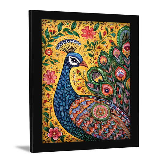 Beautiful Peacock in Kalamkari Art – Wall Decor Painting