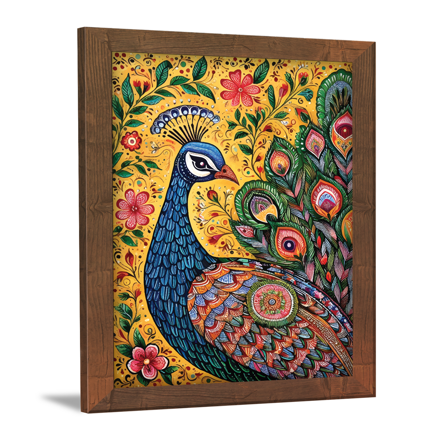 Beautiful Peacock in Kalamkari Art – Wall Decor Painting