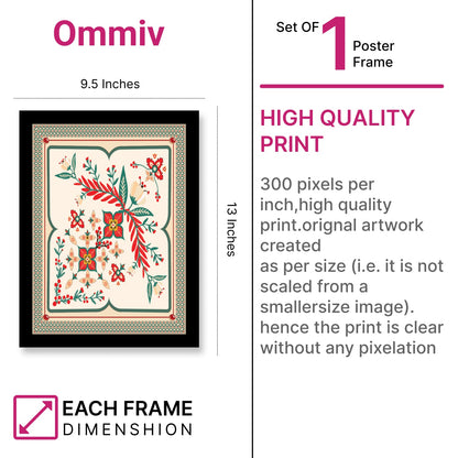 Abstract Squares with Floral Motifs Kalamkari Wall Art