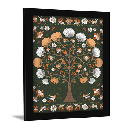 Intricate Tree of Life Traditional Kalamkari Painting