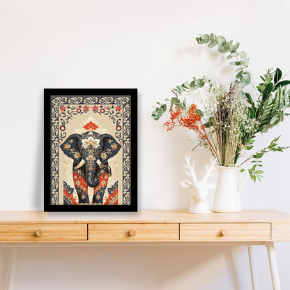 Thai Elephant with Traditional Elements Kalamkari Art