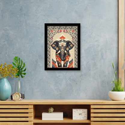 Thai Elephant with Traditional Elements Kalamkari Art