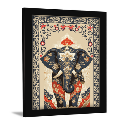 Thai Elephant with Traditional Elements Kalamkari Art