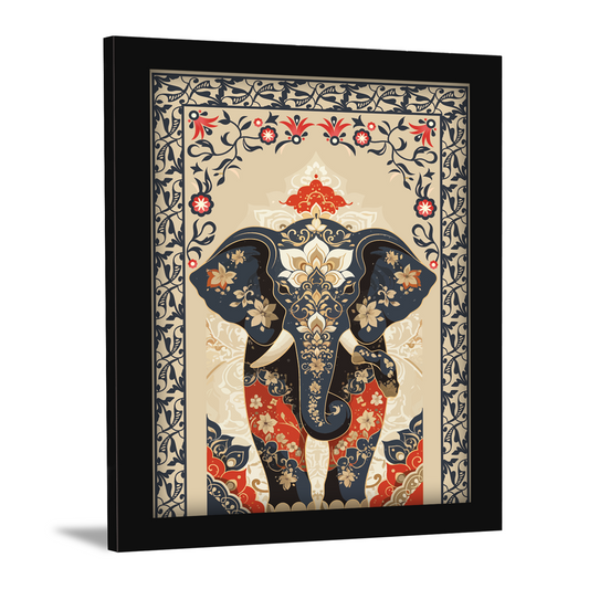 Thai Elephant with Traditional Elements Kalamkari Art