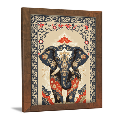 Thai Elephant with Traditional Elements Kalamkari Art