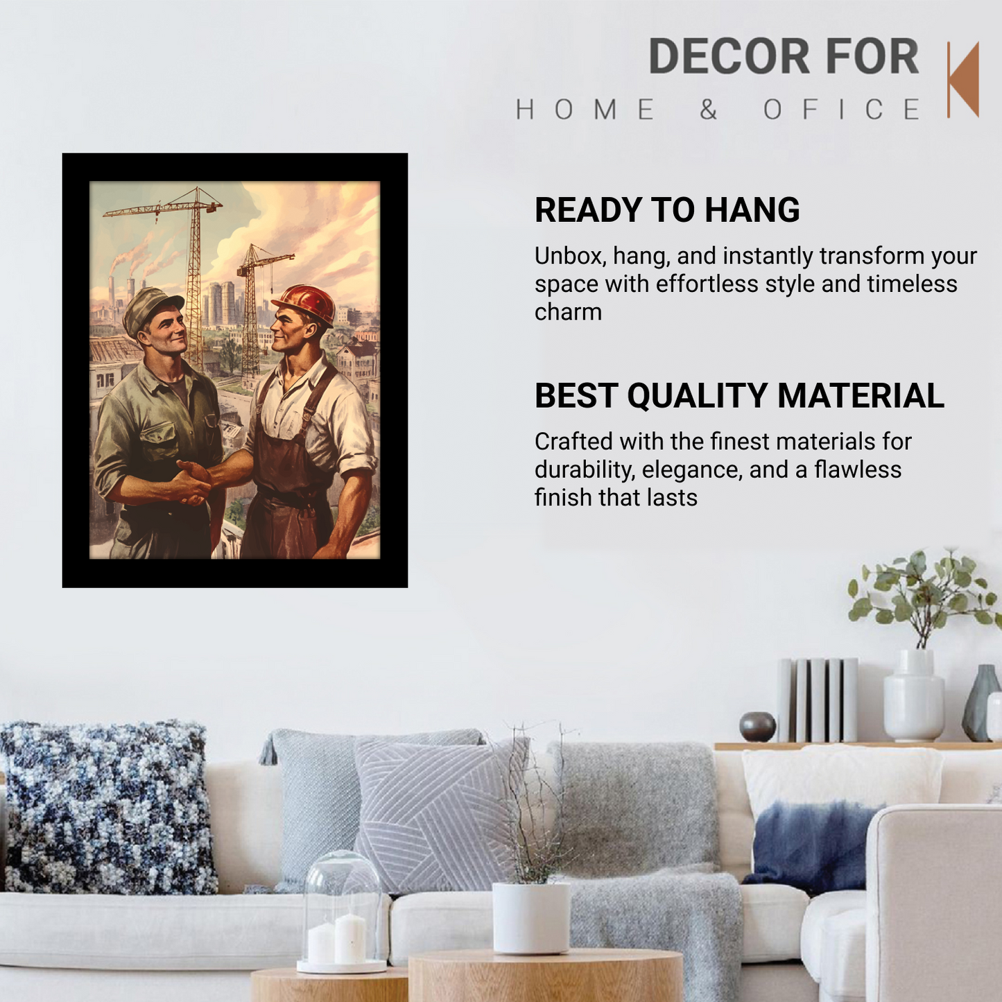 Retro Construction Illustration – Framed Artwork