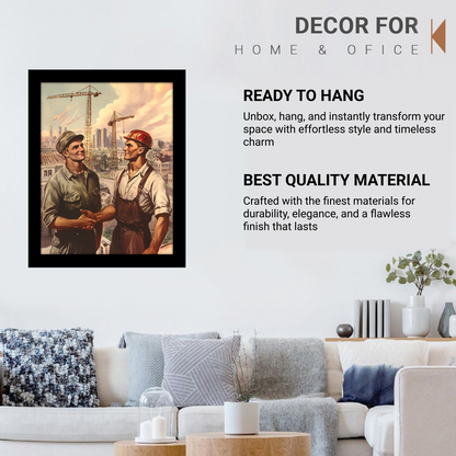 Retro Construction Illustration – Framed Artwork