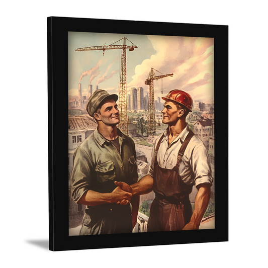 Retro Construction Illustration – Framed Artwork